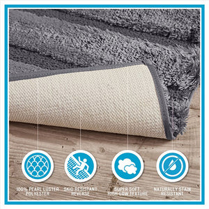 English Elm Rug Madison Park Tufted Pearl Channel 24x58" Soft 1500gsm Polyester Bath Rug OEKO-TEX Certified Plush Elegance B03598714