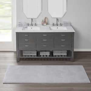 English Elm Bath Rug Madison Park Signature Marshmallow 24x72" Plush High-Pile Quick-Dry Microfiber, OEKO-TEX Certified Non-Slip Luxury Spa Mat B03599288