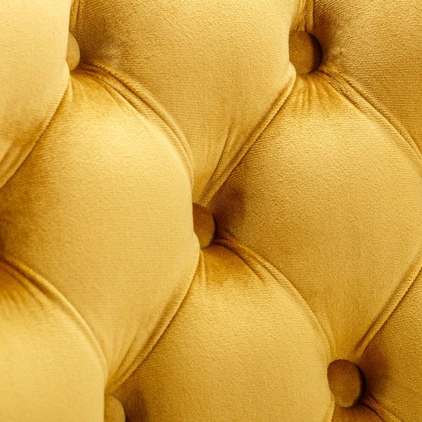 English Elm A&A Velvet Swivel Barstool with Back, Adjustable 25–33" Height, Tufted Upholstery & Chrome Base Gold W114383662