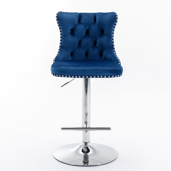English Elm A&A Modern Swivel Velvet Barstools With Adjustable Height, Chrome Base, Set Of 2 For Home & Kitchen W114383661