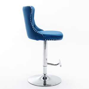 English Elm A&A Modern Swivel Velvet Barstools With Adjustable Height, Chrome Base, Set Of 2 For Home & Kitchen W114383661