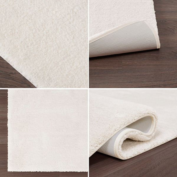 English Elm Bath Rug Madison Park Signature Marshmallow 24x72" - Plush High-Pile Microfiber, Quick-Dry, OEKO-TEX B035129320