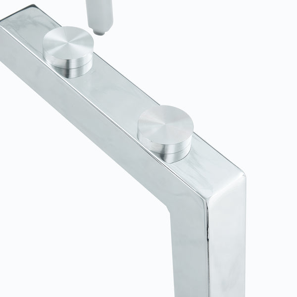 English Elm Glass Modern Minimalist Dining Table for 4-6 with 0.31" Tempered Top & Metal Legs, 51"x31" Stylish W1151S01719