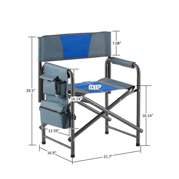 English Elm 2-piece Padded Directors Folding Chairs Steel Frame Oxford Cloth Outdoor Camping Set W24178768