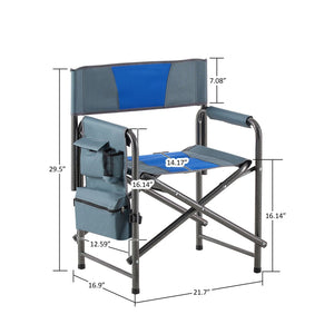 English Elm 2-piece Padded Directors Folding Chairs Steel Frame Oxford Cloth Outdoor Camping Set W24178769