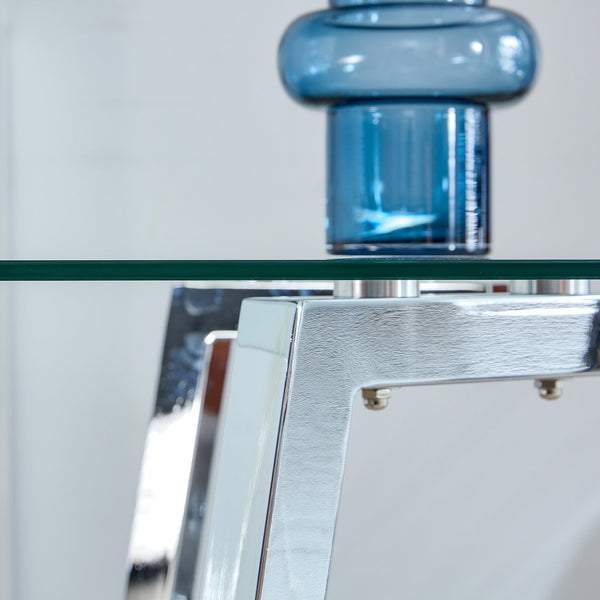 English Elm Glass Modern Minimalist Dining Table for 4-6 with 0.31" Tempered Top & Metal Legs, 51"x31" Stylish W1151S01719