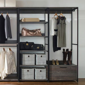 English Elm Monica Rustic Walk-in Closet System with Deep Modular Storage, E0 Eco Board, Water & Scratch Resistant B040S00074