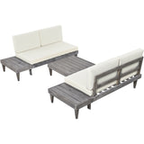 3 Piece Outdoor Set with Solid Wood Sectional Sofa
