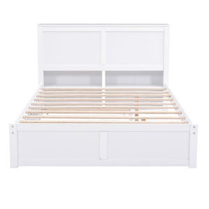 English Elm Full Full Size Storage Platform Bed with Trundle, 4-Tier Pull-Out Shelves, Solid Wood White Elegance GX000330AAK