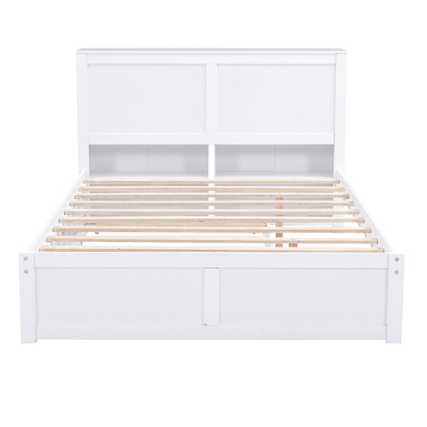 English Elm Full Full Size Storage Platform Bed with Trundle, 4-Tier Pull-Out Shelves, Solid Wood White Elegance GX000330AAK