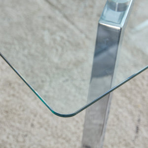 English Elm Glass Modern Minimalist Dining Table for 4-6 with 0.31" Tempered Top & Metal Legs, 51"x31" Stylish W1151S01719