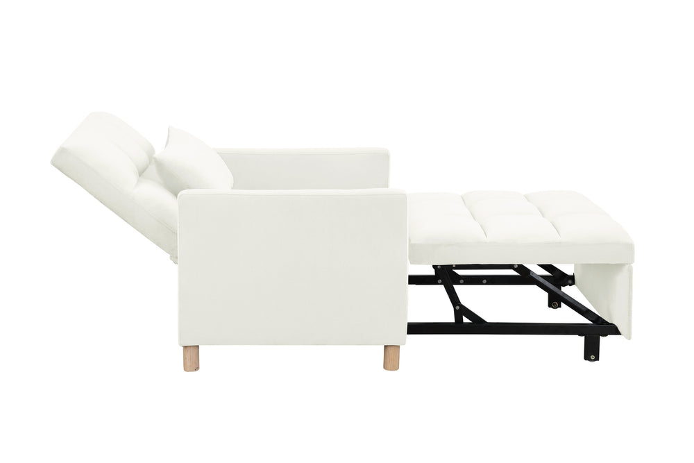 English Elm Convertible Sleeper Sofa Chair Bed with 3-in-1 Recline, Velvet Upholstery, Steel Frame, Supportive Foam for Living Room Dorm Apartment Office Beige W142084295
