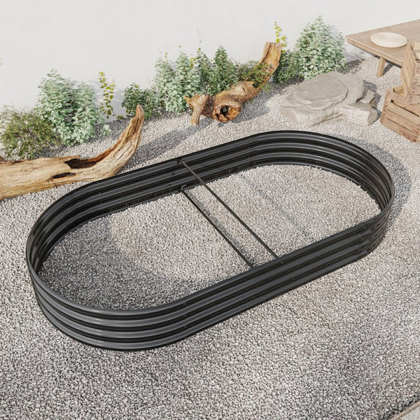 English Elm Raised Garden Bed Outdoor - Elegant Oval Metal Planter For Vegetables & Flowers, Easy Drainage & Assembly W840102509-GIGA