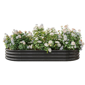 English Elm Raised Garden Bed Outdoor - Elegant Oval Metal Planter For Vegetables & Flowers, Easy Drainage & Assembly W840102509-GIGA
