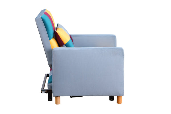 English Elm Convertible Sleeper Sofa Chair Bed with 3-in-1 Recline, Velvet Upholstery, Steel Frame, Supportive Foam for Living Room Dorm Apartment Office Rainbow W142084298