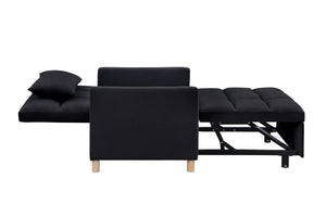 English Elm Convertible Sleeper Sofa Chair Bed with 3-in-1 Recline, Velvet Upholstery, Steel Frame, Supportive Foam for Living Room Dorm Apartment Office Black W142084294