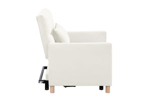 English Elm Convertible Sleeper Sofa Chair Bed with 3-in-1 Recline, Velvet Upholstery, Steel Frame, Supportive Foam for Living Room Dorm Apartment Office Beige W142084295