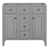 English Elm 36" Bathroom Vanity Without Sink, Cabinet Base Only, Two Cabinets and Five Drawers, Solid Wood Frame, Grey