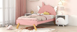 English Elm Wooden Cute Bed With Unicorn Shape Headboard,Twin Size Platform Bed,Pink