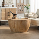 Hearth and Haven 31.50"Vintage Style Bucket Shaped Coffee Table For Office, Dining Room and Living Room W75770648