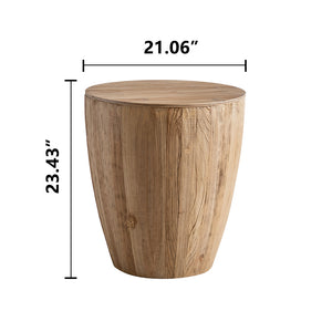 English Elm Vintage Bucket Shaped Coffee Table Set with Storage, Natural Fir Wood Retro Barrel Design, No Assembly Required W757S00013