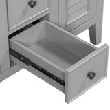 English Elm 36" Bathroom Vanity With Ceramic Basin, Two Cabinets and Five Drawers, Solid Wood Frame, Grey (Old Sku: Sy999202Aae)