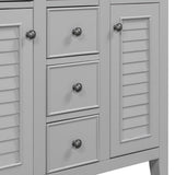 English Elm 36" Bathroom Vanity With Ceramic Basin, Two Cabinets and Five Drawers, Solid Wood Frame, Grey (Old Sku: Sy999202Aae)