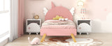 English Elm Wooden Cute Bed With Unicorn Shape Headboard,Twin Size Platform Bed,Pink