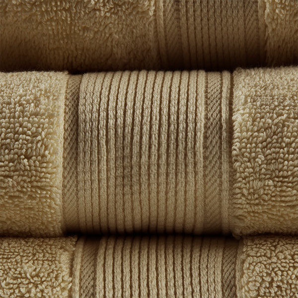 English Elm 100% Cotton Madison Park Signature 800GSM 8-Piece Towel Set - Luxurious, Ultra Absorbent, Antimicrobial Protection Beige 14.17 L x 10.63 W x 8.27 H B03599334