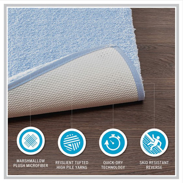 English Elm Bath Rug High Pile Tufted Polyester Mat with Quick Dry Non-skid Backing Oeko-tex B03599307