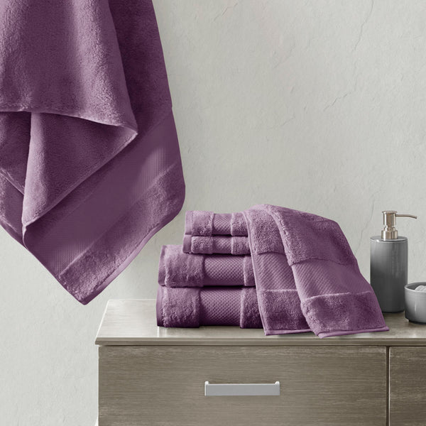 English Elm Cotton Turkish Bath Towel Set 6 Piece - Oversized 600gsm Plush Low-Twist Yarn, Oeko-Tex Luxury Spa Feel Purple 14.96 L x 10.63 W x 9 H B03599353
