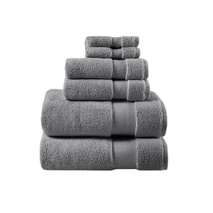 English Elm 1000gsm Madison Park Signature Splendor 100% Cotton 6-Piece Towel Set — Oversized Spa Towels, OEKO-TEX Certified Luxury B03599356
