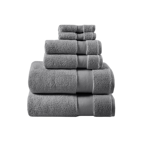 English Elm 1000gsm Madison Park Signature Splendor 100% Cotton 6-Piece Towel Set — Oversized Spa Towels, OEKO-TEX Certified Luxury B03599356