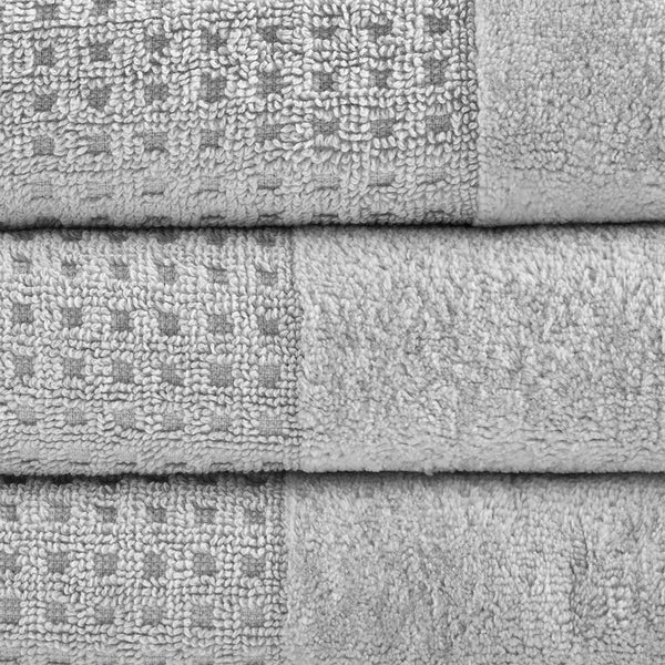 English Elm Cotton Waffle Jacquard Antimicrobial Towel Set 6-Piece – 600gsm Soft Quick-Dry OEKO-TEX Certified Grey 14.17 L x 9.84 W x 6.3 H B03598764