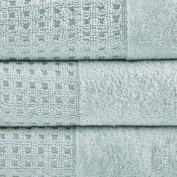 English Elm Cotton Waffle Jacquard Antimicrobial Towel Set 6-Piece – 600gsm Soft Quick-Dry OEKO-TEX Certified Seafoam 14.17 L x 9.84 W x 6.3 H B03598761