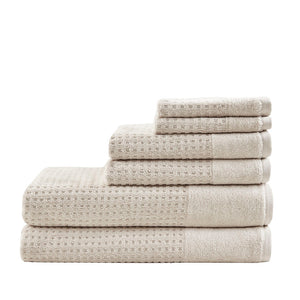 English Elm Cotton Waffle Jacquard Antimicrobial Towel Set 6-Piece – 600gsm Soft Quick-Dry OEKO-TEX Certified taupe 14.17 L x 9.84 W x 6.3 H B03598763