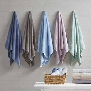 English Elm 6 Piece Organic Cotton Towel Set - 650gsm GOTS Organic, OEKO-TEX, ultra-soft absorbent bath, hand, wash towels B03598770