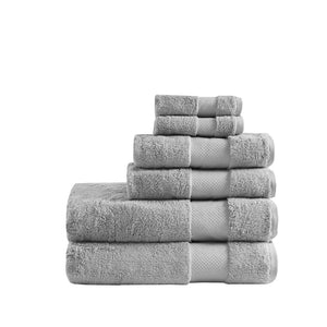 English Elm Cotton Madison Park Turkish 6-Piece Bath Towel Set – Oversized 600GSM Plush Dobby Border Luxury Grey 14.96 L x 10.63 W x 9 H B03599322