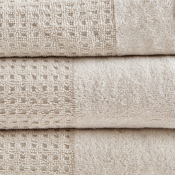 English Elm Cotton Waffle Jacquard Antimicrobial Towel Set 6-Piece – 600gsm Soft Quick-Dry OEKO-TEX Certified taupe 14.17 L x 9.84 W x 6.3 H B03598763