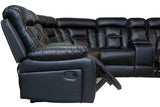 English Elm Manual Reclining Sofa Faux Leather Sofa Set Black