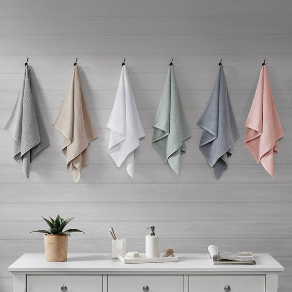 English Elm Cotton Waffle Jacquard Antimicrobial Towel Set 6-Piece – 600gsm Soft Quick-Dry OEKO-TEX Certified Grey 14.17 L x 9.84 W x 6.3 H B03598764