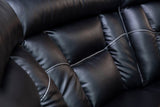 English Elm Manual Reclining Sofa Faux Leather Sofa Set Black