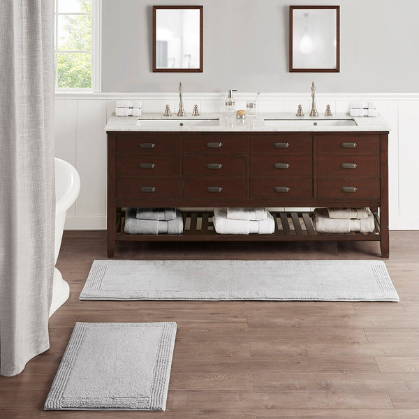 English Elm 100% Cotton Tufted 3000GSM Reversible Bath Rug Grey 24x72" - Plush OEKO-TEX Luxury, Machine Washable, Heavyweight B03599304