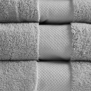 English Elm Cotton Madison Park Turkish 6-Piece Bath Towel Set – Oversized 600GSM Plush Dobby Border Luxury Grey 14.96 L x 10.63 W x 9 H B03599322