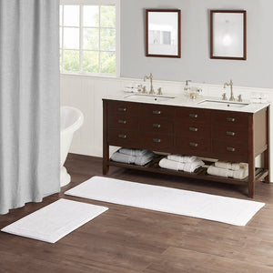 English Elm 100% Cotton Tufted Bath Runner Rug Heavyweight Reversible Spa Grade Plush Pile White B03599296