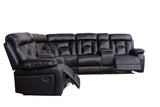 English Elm Manual Reclining Sofa Faux Leather Sofa Set Black