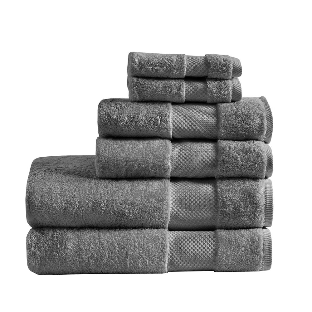 English Elm Cotton Madison Park Turkish 6-Piece Bath Towel Set — Oversized 600gsm Plush Towels, Oeko-Tex Certified Spa Luxury Charcoal 14.96 L x 10.63 W x 9 H B03599348