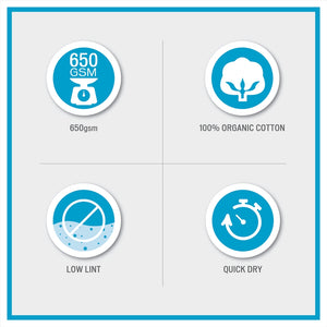 English Elm 6 Piece Organic Cotton Towel Set - 650gsm GOTS Organic, OEKO-TEX, ultra-soft absorbent bath, hand, wash towels B03598770