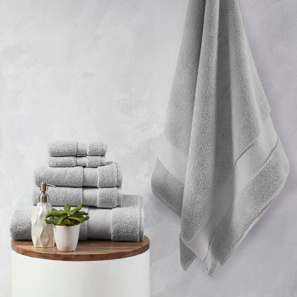 English Elm 1000gsm Madison Park Signature Splendor 6-Piece 100% Cotton Towel Set – Ultra Plush, Absorbent, Spa Quality Grey 15.25 L x 11 W x 11.25 H B03599344