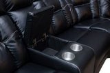 English Elm Manual Reclining Sofa Faux Leather Sofa Set Black